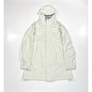 Arc’teryx Goretex Women Rain Jacket White Long Parka Size S Cream Gray Hooded